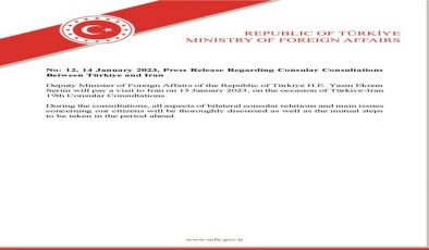 Press Release Regarding Consular Consultations Between Türkiye and Iran