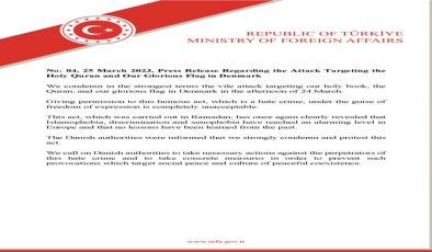 Press Release Regarding the Attack Targeting the Holy Quran and Our Glorious Flag in Denmark